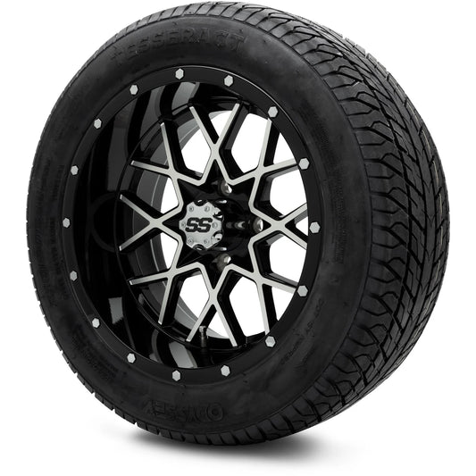 MODZ® 14" Vortex Machined Black Wheels & Street Tires Combo