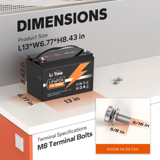 LiTime 12V 100Ah LiFePO4 Lithium Battery