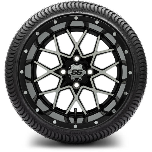 MODZ® 14" Vortex Machined Black Wheels & Street Tires Combo