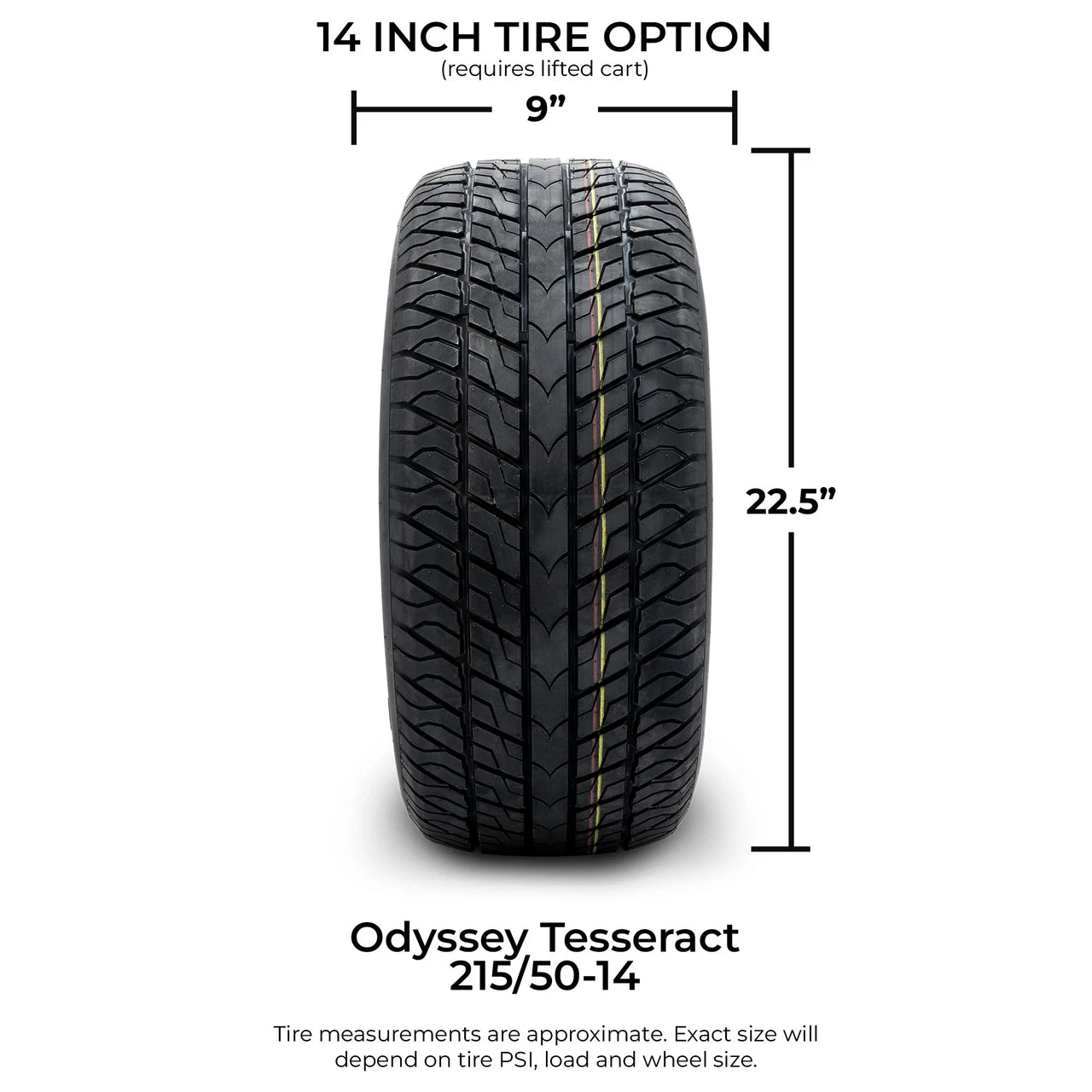 Odyssey Tesseract Steel-Belted Street Golf Cart Tire 215/50-14